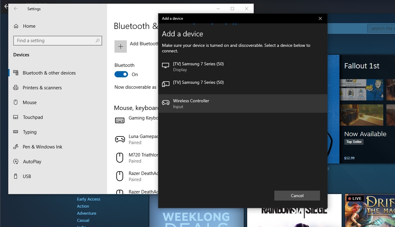 PlayStation DualSense add device