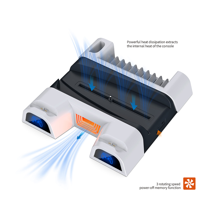 ĐẾ ĐỨNG KIÊM SẠC TẢN NHIỆT CHO PS5 DOBE TP5-0593 MÀU TRẮNG - Ảnh 2